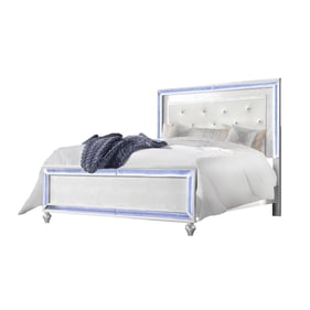 Bella Esprit Reve Belle White Crystal Tufted Queen Bed with Led Lights