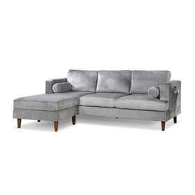 Bella Esprit Nico Grey Velvet Reversible Chaise Sectional