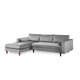 Bella Esprit Parker Grey Velvet Sectional with Ottoman