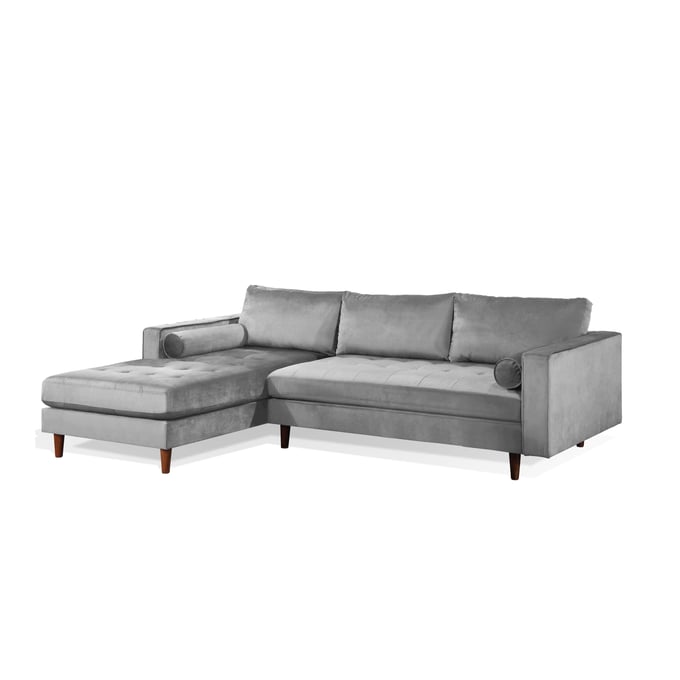 Bella Esprit Parker Grey Velvet Sectional with Ottoman BLSP-8135415-ABOT