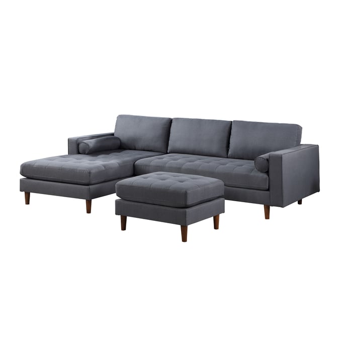 Bella Esprit Parker Grey Woven Sectional with Ottoman BLSP-8137615-ABOT