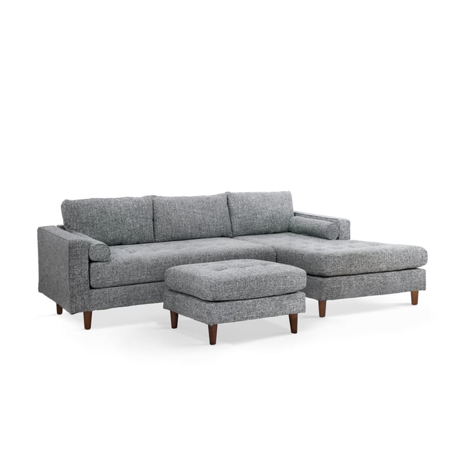 Bella Esprit Parker Grey Woven Sectional with Ottoman BLSP-8142815-ABOT