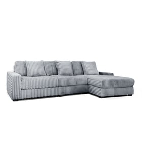 Bella Esprit Atlas Grey XL Oversized 3pc Reversible Sectional