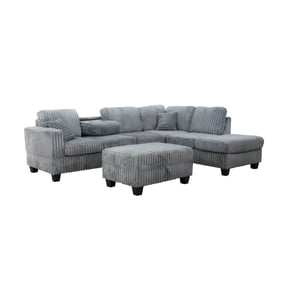 Bella Esprit Vega Grey Plush Reversible Sectional with Storage Ottoman