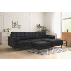 Bella Esprit Parker Black Woven Sectional with Ottoman