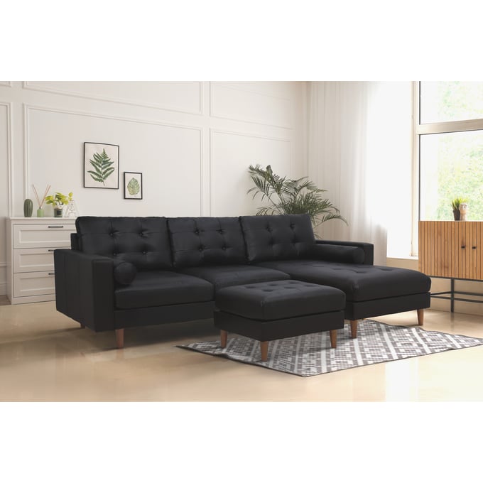 Bella Esprit Parker Black Woven Sectional with Ottoman BLSP-8143701-ABOT