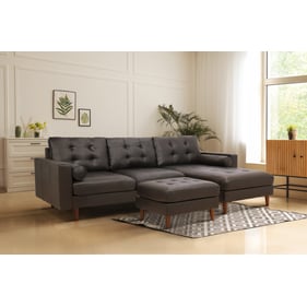 Bella Esprit Parker Espresso Vegan Leather Sectional with Ottoman