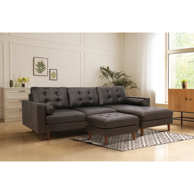 Bella Esprit Parker Espresso Vegan Leather Sectional with Ottoman BLSP-8143711-ABOT