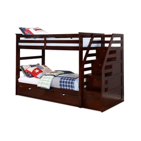 Bella Esprit Cosmo Brown Twin Over Twin Staircase Bunk Bed