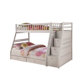 Bella Esprit Dakota White Twin Over Full Staircase Bunk Bed