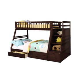 Bella Esprit Dakota Brown Twin Over Full Staircase Bunk Bed