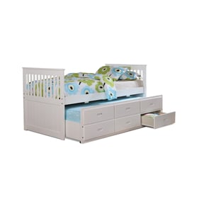 Bella Esprit Benny White Twin Captain Bed with Twin Trundle