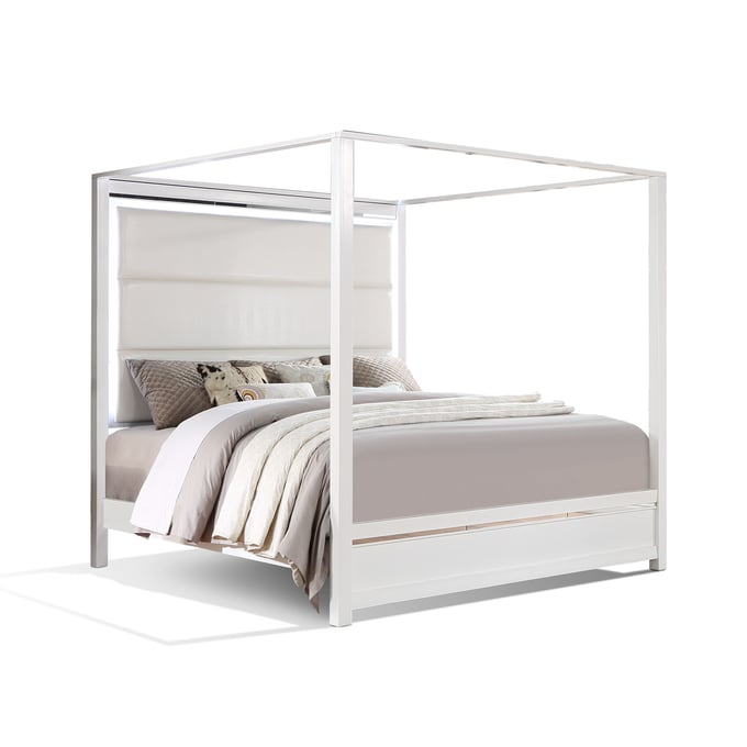 Bella Esprit Reve Belle Denali White Tall King Canopy Bed BLSP-E52637-K