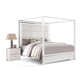 Bella Esprit Reve Belle Denali White Tall 2pc King Canopy Bedroom Set