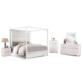 Bella Esprit Reve Belle Denali White Tall 5pc King Canopy Bedroom Set