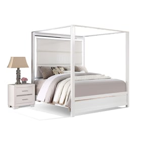 Bella Esprit Reve Belle Denali White Tall 2pc Queen Canopy Bedroom Set