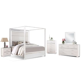 Bella Esprit Reve Belle Denali White Tall 5pc Queen Canopy Bedroom Set