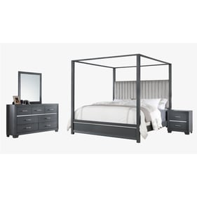 Bella Esprit Pendry Studio Abrie Charcoal Tall 4pc King Canopy Bedroom Set