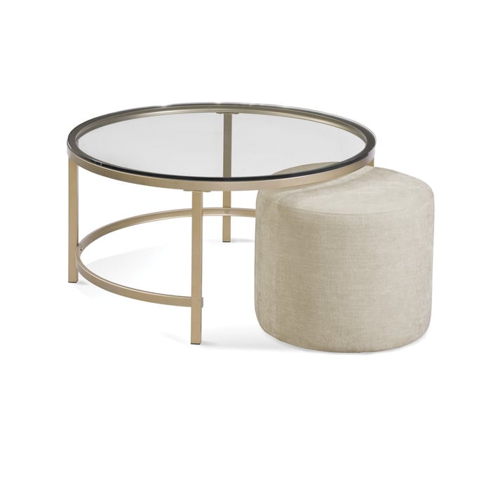 Bassett Mirror Anderson Gold Round Cocktail Table With Ottoman BMC-7000-120-133EC