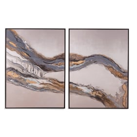 Bassett Mirror Abstract Gold Desert Landscape 2pc Wall Art