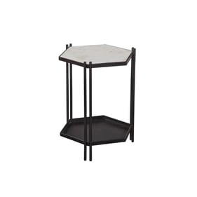 Bassett Mirror Dacey White Black Accent Table