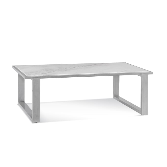 Bassett Mirror Hessie Silver White Rectangle Cocktail Table BMC-7750-LR-100EC