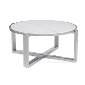 Bassett Mirror Hessie Silver White Round Cocktail Table