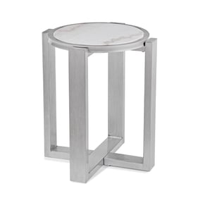 Bassett Mirror Hessie Silver White Accent Table