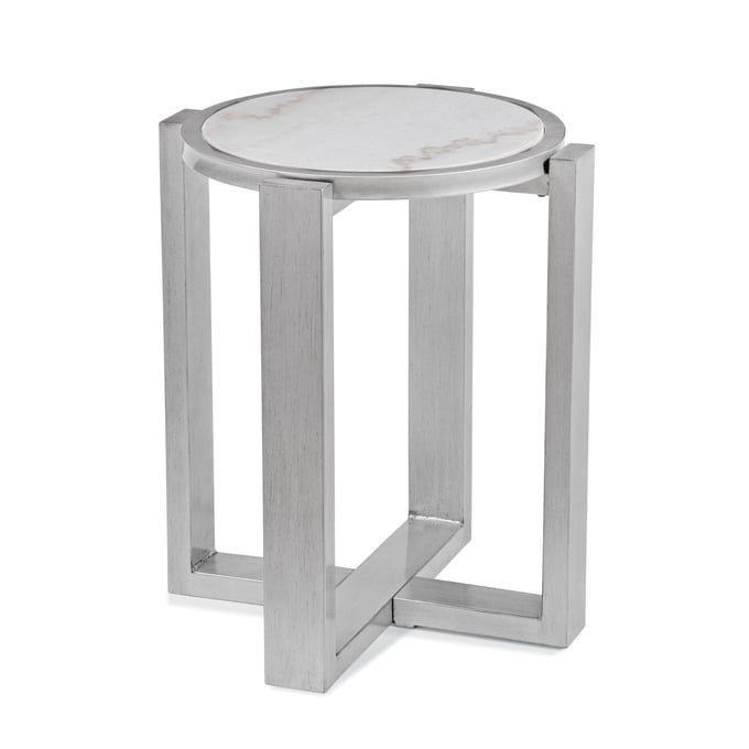 Bassett Mirror Hessie Silver White Accent Table BMC-7750-LR-223EC