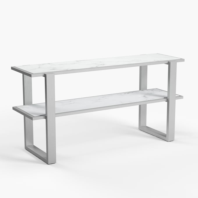 Bassett Mirror Hessie Silver White Console Table BMC-7750-LR-400EC