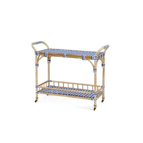 Bassett Mirror Ventana Blue White Bar Cart