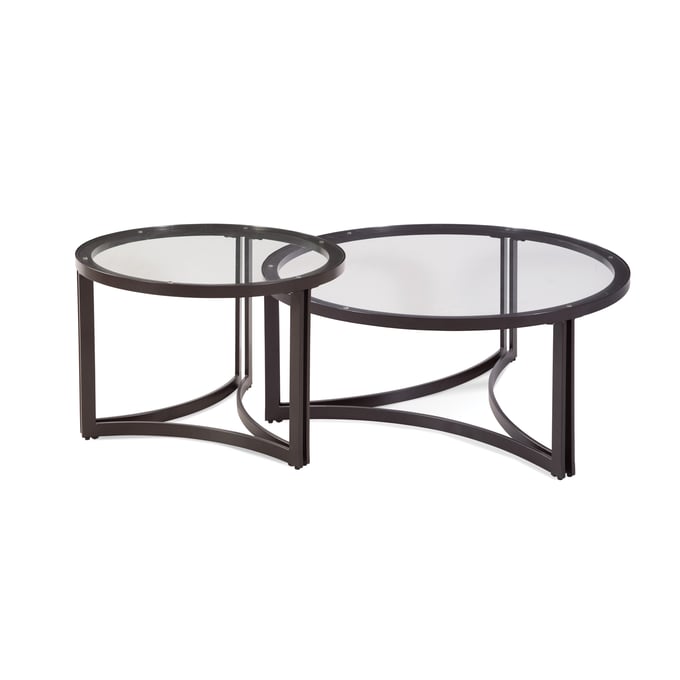 Bassett Mirror Trucco Black Round Nesting Cocktail Table BMC-9630-LR-120EC