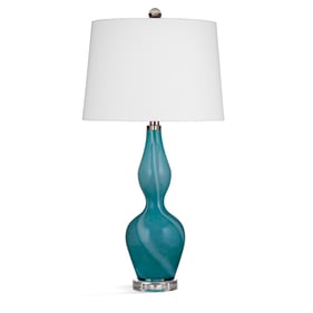 Bassett Mirror Glazed Blue White Table Lamp