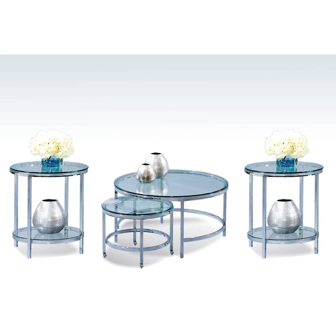 Bassett Mirror Patinoire Silver 3pc Coffee Table Set BMC-T1792-CT-S