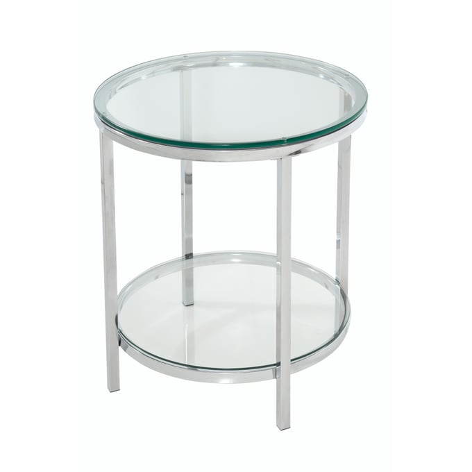 Bassett Mirror Patinoire Silver Round End Table BMC-T1792-220EC