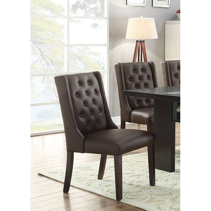 2 Poundex Espresso Dining Chairs BOSS-F1501