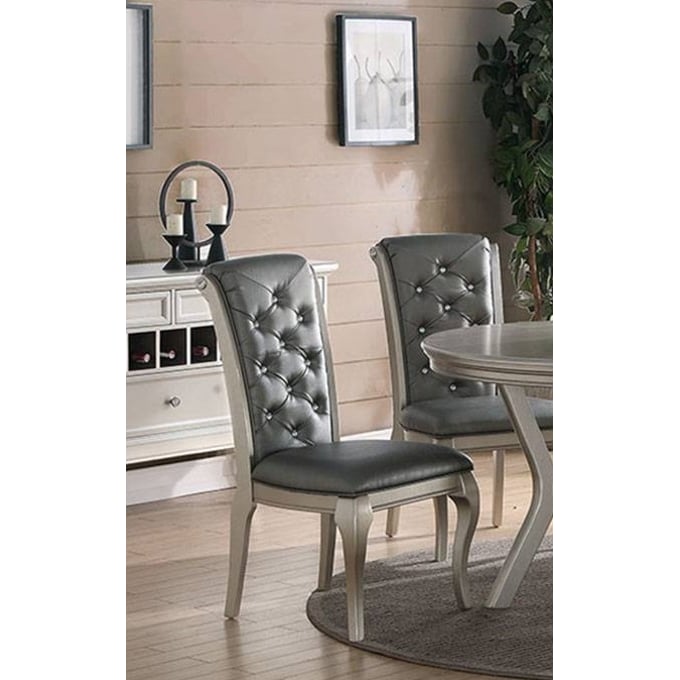 2 Poundex Silver Dining Chairs BOSS-F1540