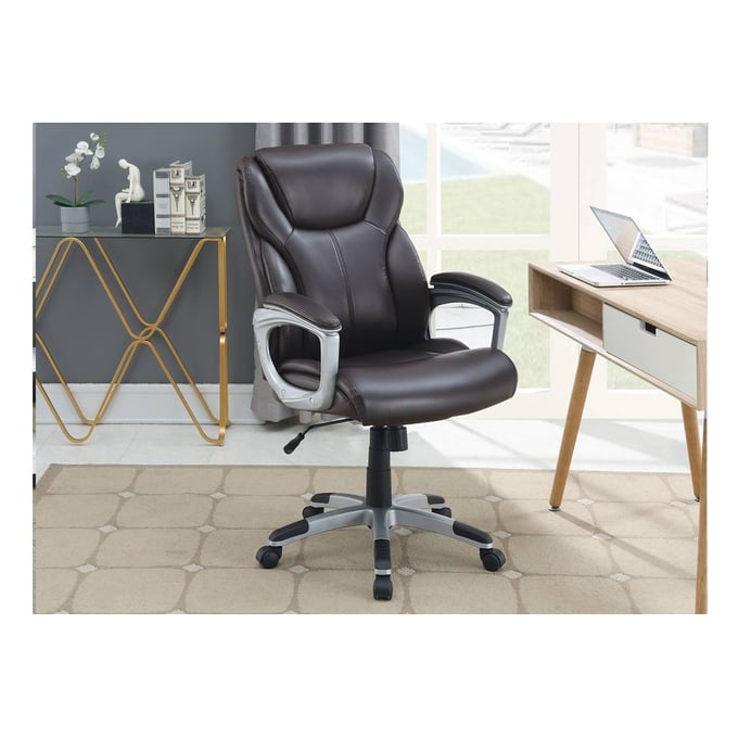 Poundex Brown Faux Leather Executive Office Chair BOSS-F1687