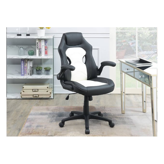 Poundex Black White Faux Leather Office Chair BOSS-F1690