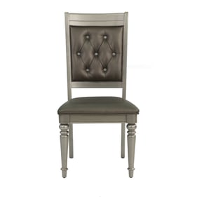 2 Poundex Silver Tufted Back Dining Chairs