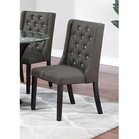 2 Poundex Espresso Tufted Back Dining Chairs