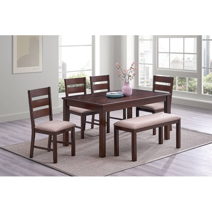 Poundex Antique Cherry 6pc Dining Room Set BOSS-F2469-DR-S2