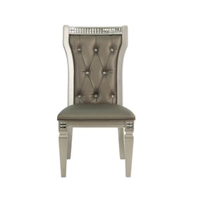 2 Poundex Dark Gray Tufted Back Dining Chairs