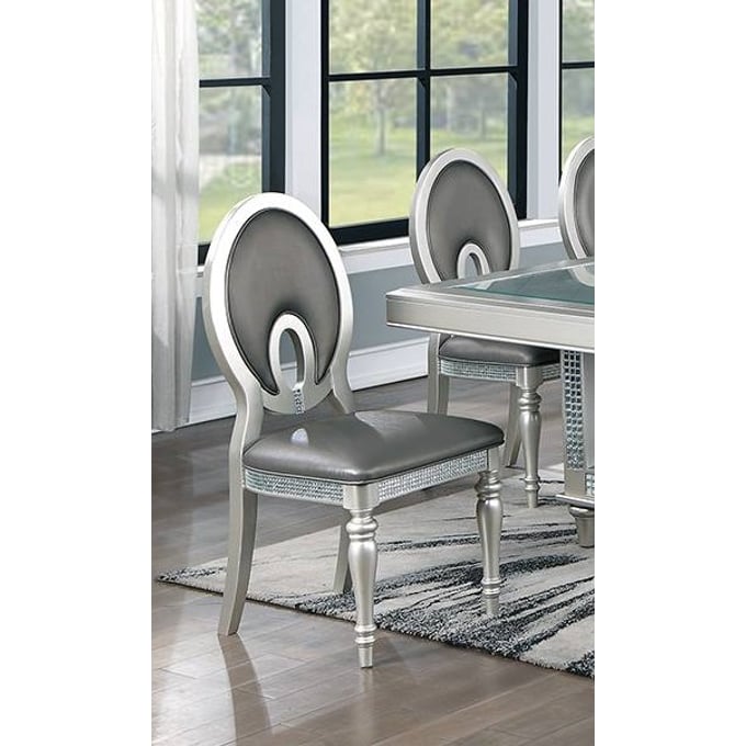 2 Poundex Dark Gray Round Back Dining Chairs BOSS-F1904