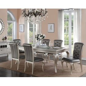 Poundex Silver Rectangle 7pc Dining Room Set