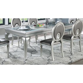 Poundex Silver Rectangle Dining Table