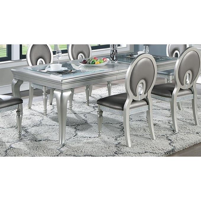 Poundex Silver Rectangle Dining Table BOSS-F2151