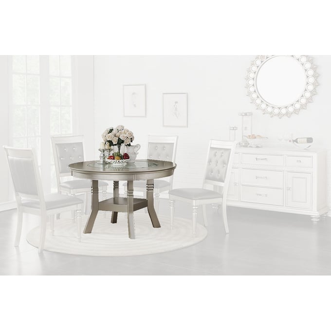 Poundex Silver Round Storage Dining Table BOSS-F2428