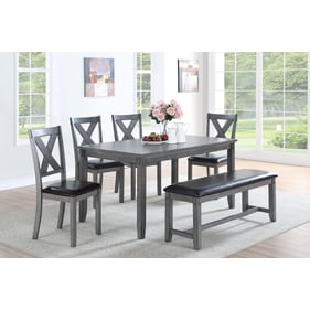 Poundex Grey 6pc Dining Room Set with X Back Chair