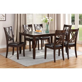 Poundex Cherry 7pc Dining Room Set with X Back Chair